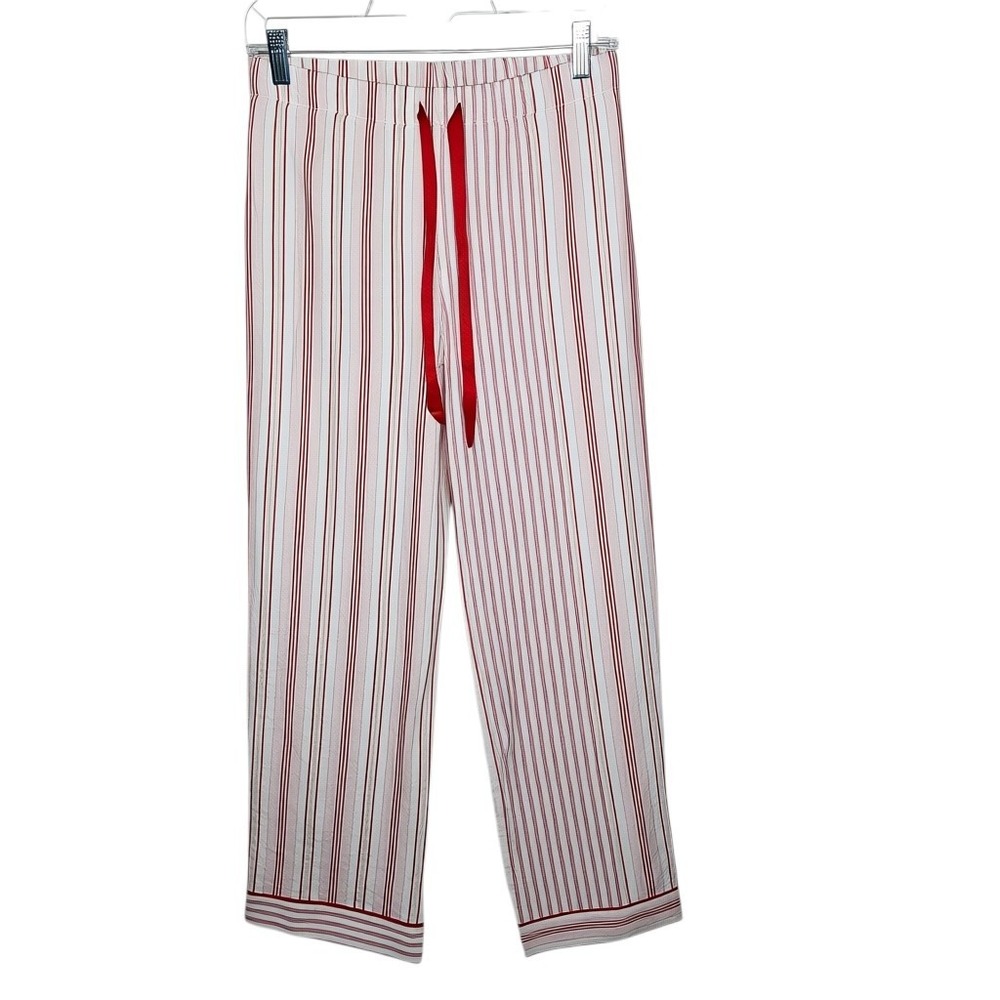 Victoria's Secret Red White Striped Pajama Pants Gold Metallic Holiday‎ Large